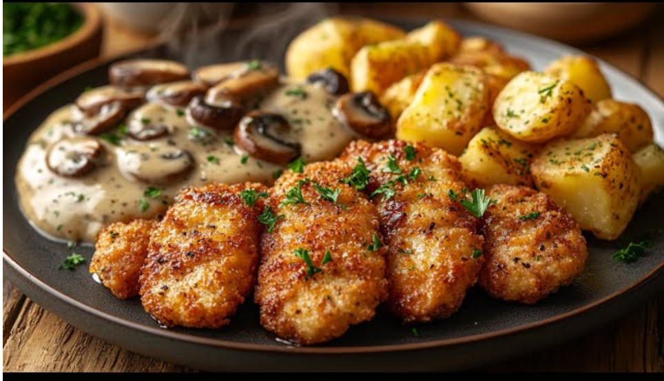 Poulet Croustillant Sauce Champignons