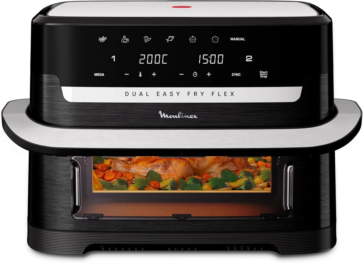 
Moulinex Easy Fry Dual Flex, air fryer, Grand tiroir de 9L, Double zone,