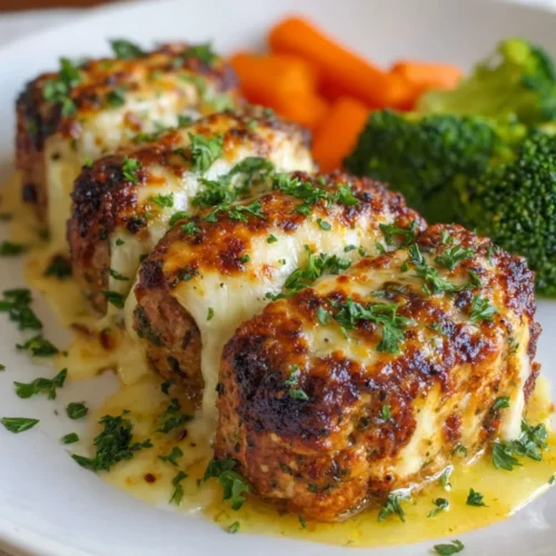 Pain de viande de poulet à l’ail et au parmesan gratiné au four
