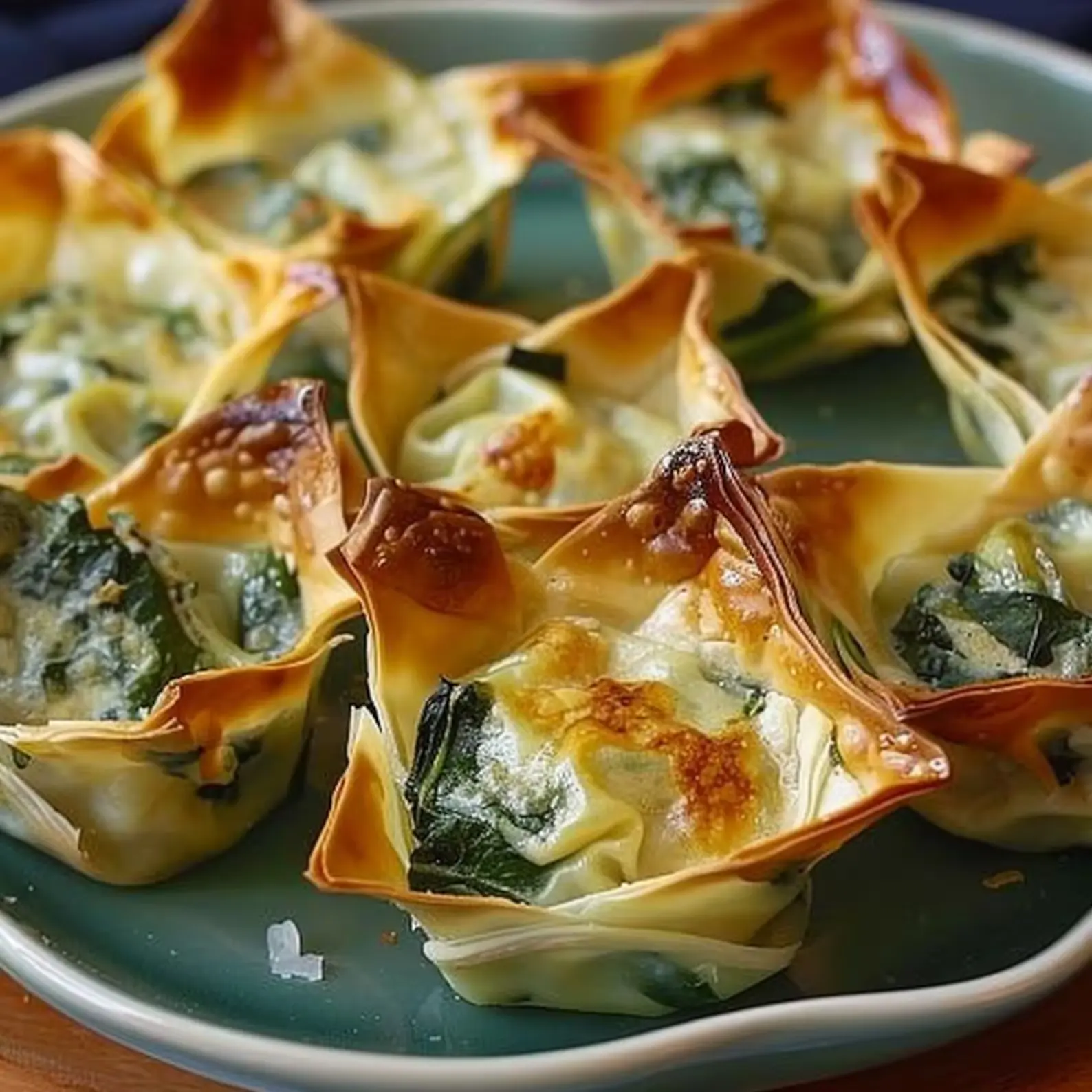 Spinach and Artichoke Wonton Cups croustillantes au four Spinach and Artichoke Wonton Cups croustillantes au four